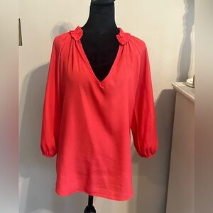Renee C. Vibrant Coral Blouse